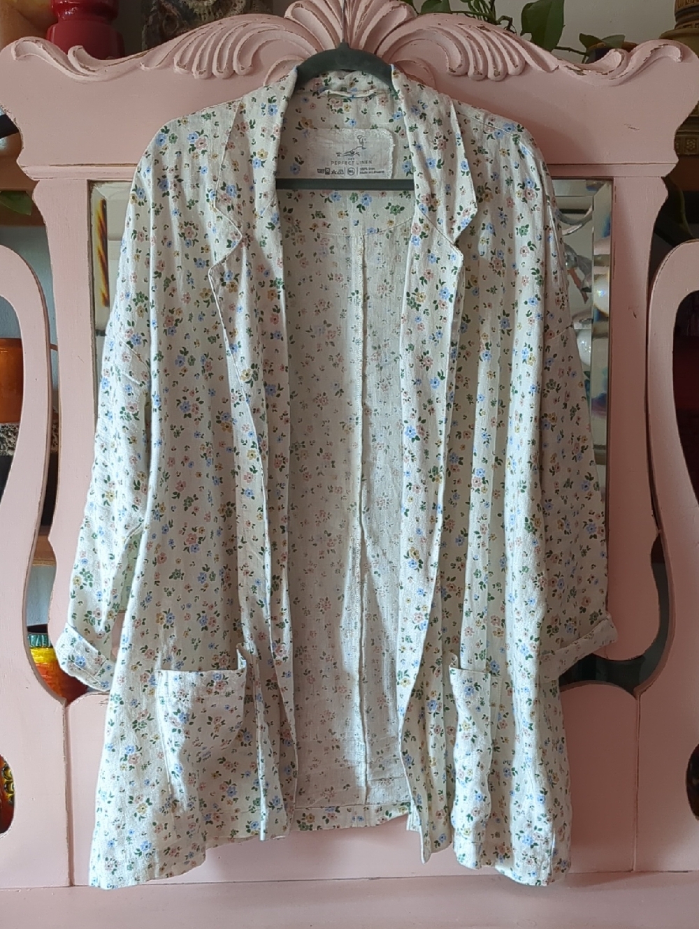 notPERFECTLINEN Victoria-2 Oversized Blazer In Antique Petals M/L